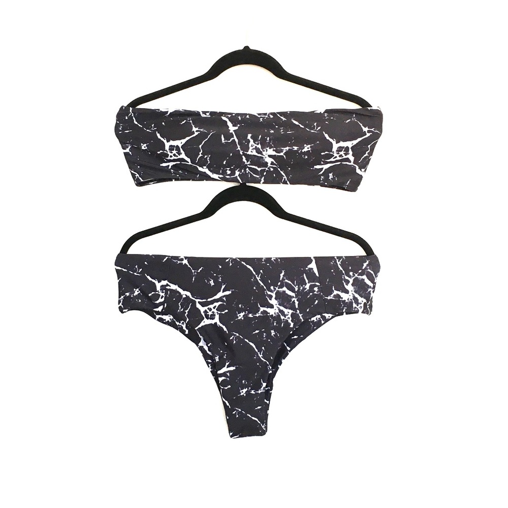 NEW Marble bandeau two piece bathing suit